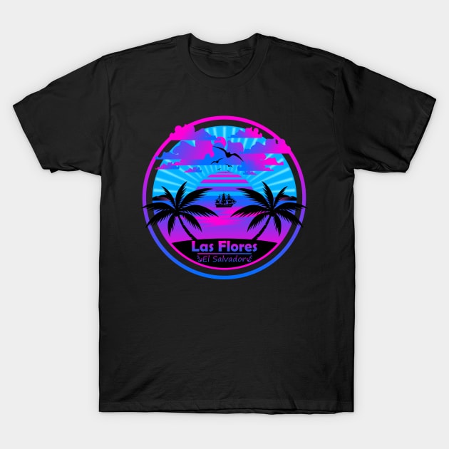 Las Flores Beach El Salvador, Palm Trees Sunset Summer T-Shirt by Jahmar Anderson